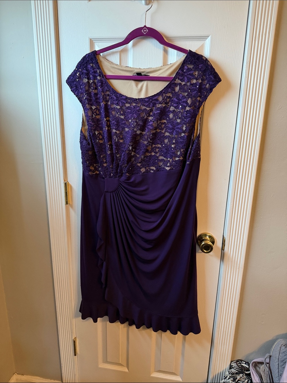 Elegant Purple Lace Overlay Women’s Dress